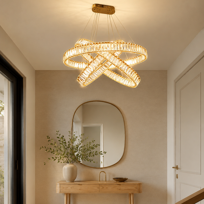 Suspended Crystal Ribbon Chandelier - Artistic Wave Pendant