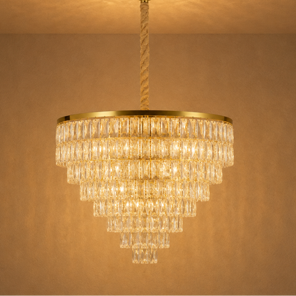 Crystal Cascade Chandelier Gold - Luxury Waterfall Pendant