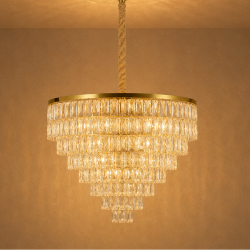 Crystal Cascade Chandelier Gold - Luxury Waterfall Pendant