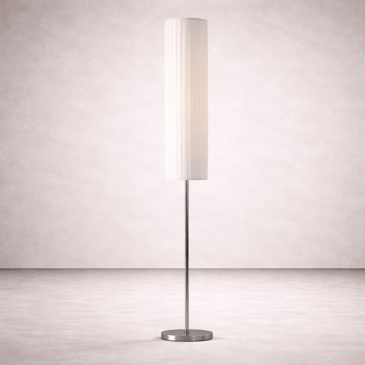Lampadaire en tissu plissé blanc - Silviro