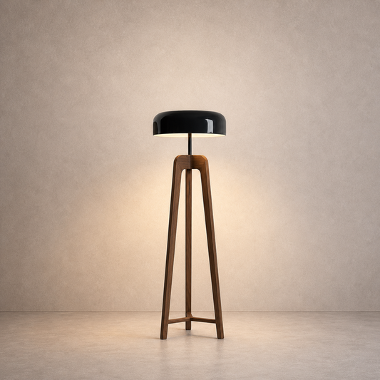 Tripod Floor Lamp in Wood and Metal