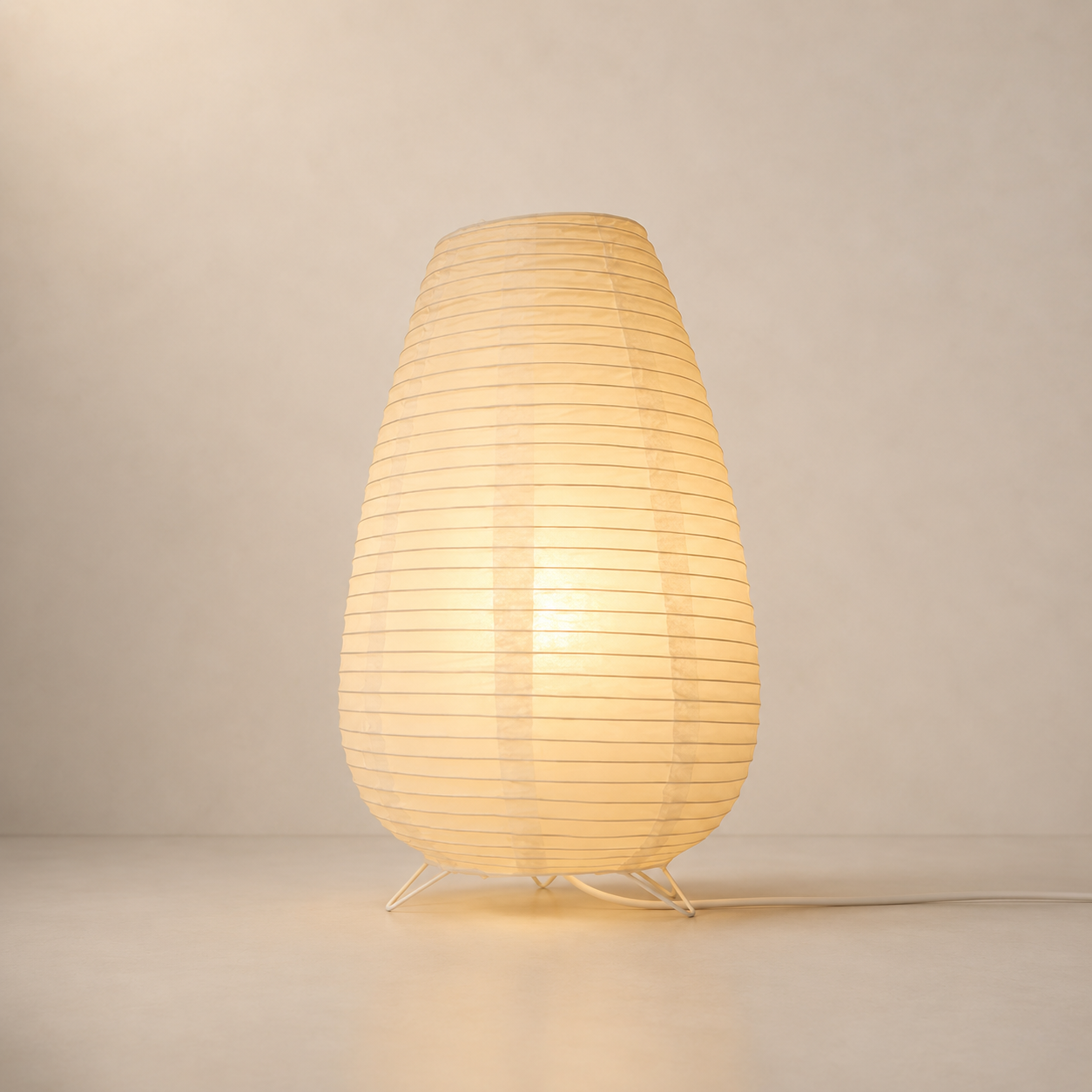 Paper Lantern Table Lamp Japandi - Minimalist Bedside Light