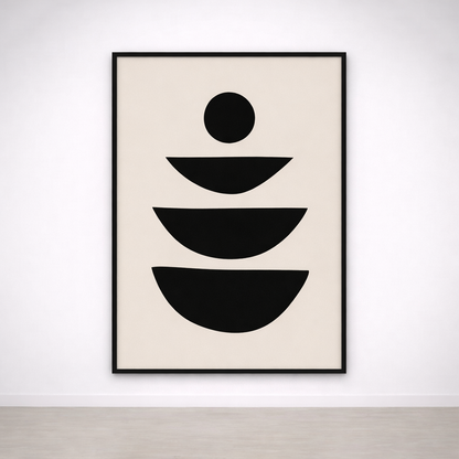 Tableau abstrait géométrique noir et beige