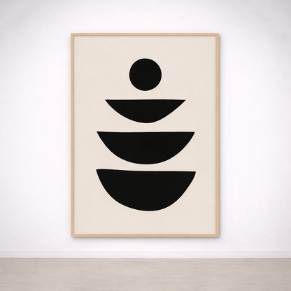 Tableau abstrait géométrique noir et beige