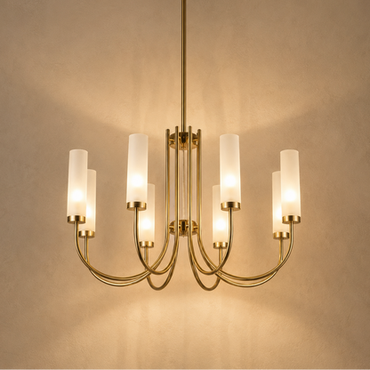 Frosted Glass Candle Chandelier Gold - Classic Pendant Light
