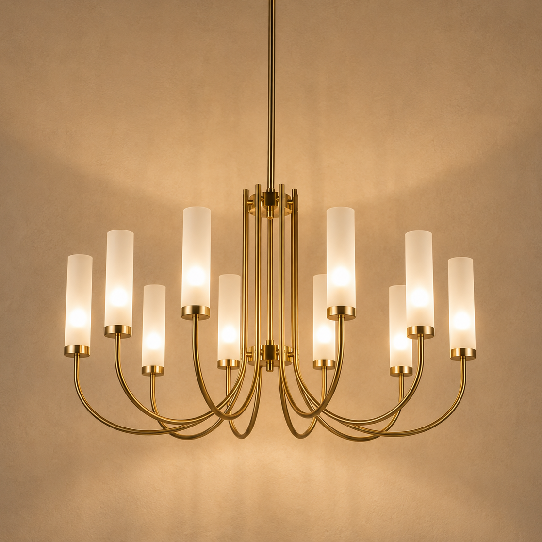 Frosted Glass Candle Chandelier Gold - Classic Pendant Light