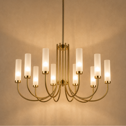 Frosted Glass Candle Chandelier Gold - Classic Pendant Light