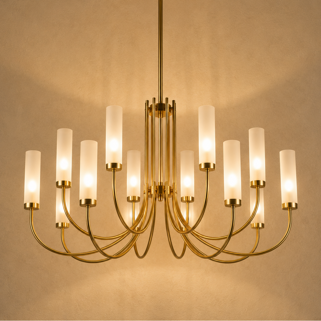 Frosted Glass Candle Chandelier Gold - Classic Pendant Light