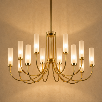 Frosted Glass Candle Chandelier Gold - Classic Pendant Light