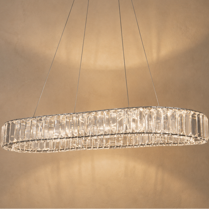 Oval Crystal Chandelier Gold - Modern Linear Pendant