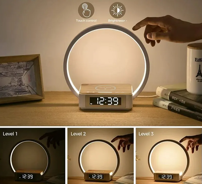 Lampe de chevet tactile style bois naturel