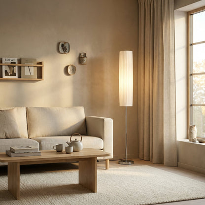 Lampadaire en tissu plissé blanc - Silviro