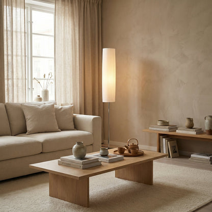 Lampadaire en tissu plissé blanc - Silviro