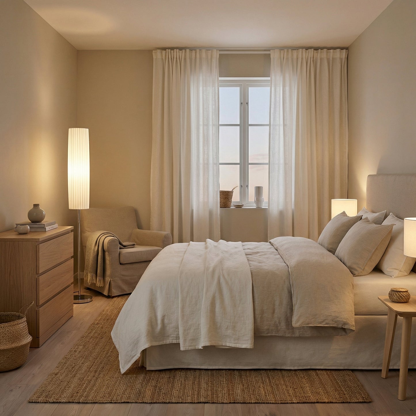 Lampadaire en tissu plissé blanc - Silviro
