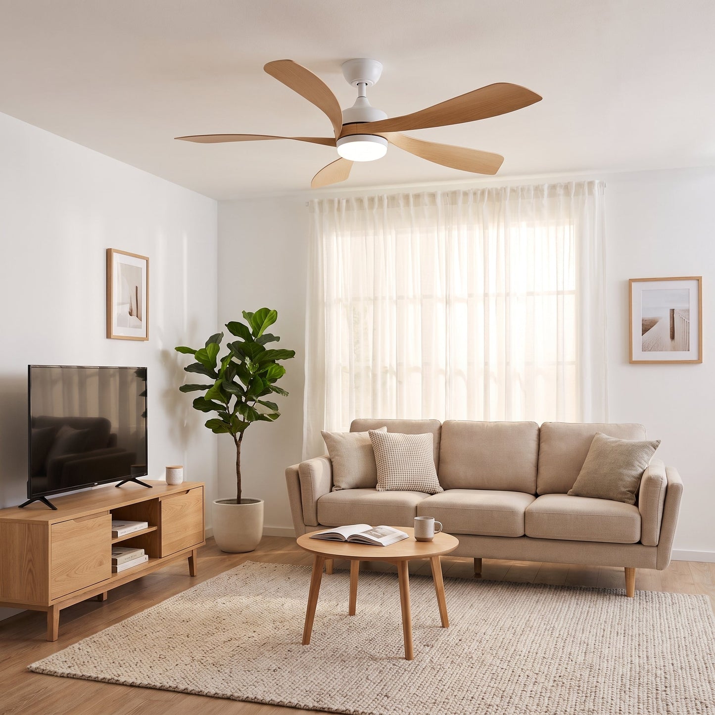 Designer LED Ceiling Fan - 5 Blade Modern Fan with Light