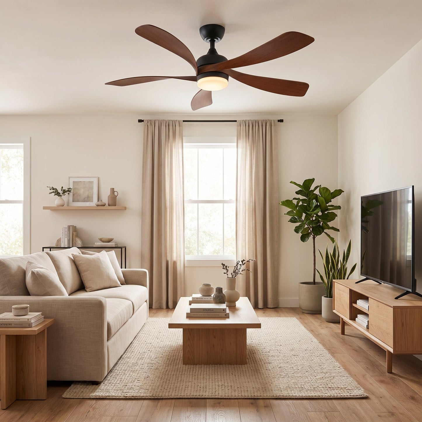 Designer LED Ceiling Fan - 5 Blade Modern Fan with Light