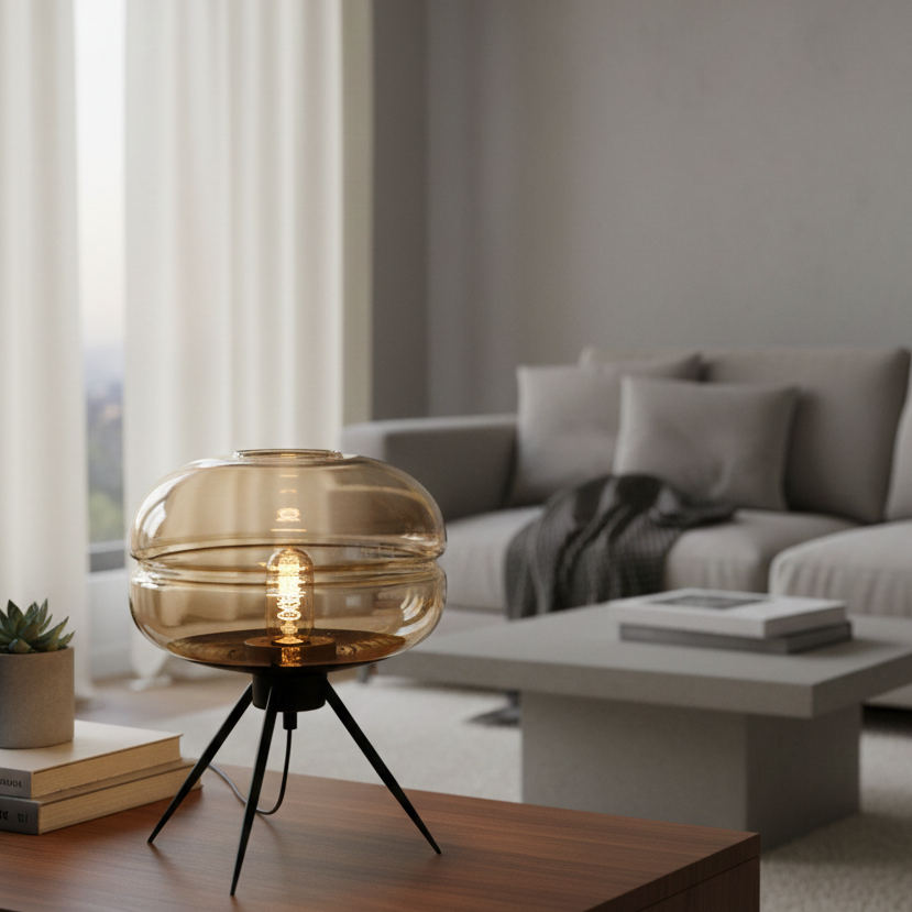 Lampe de Table en Verre Teinté – Mielune