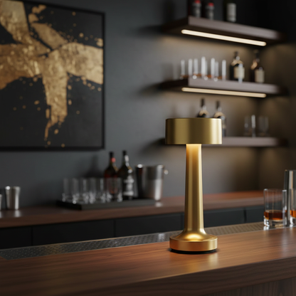 Lampe de table dorée en métal – Doruna
