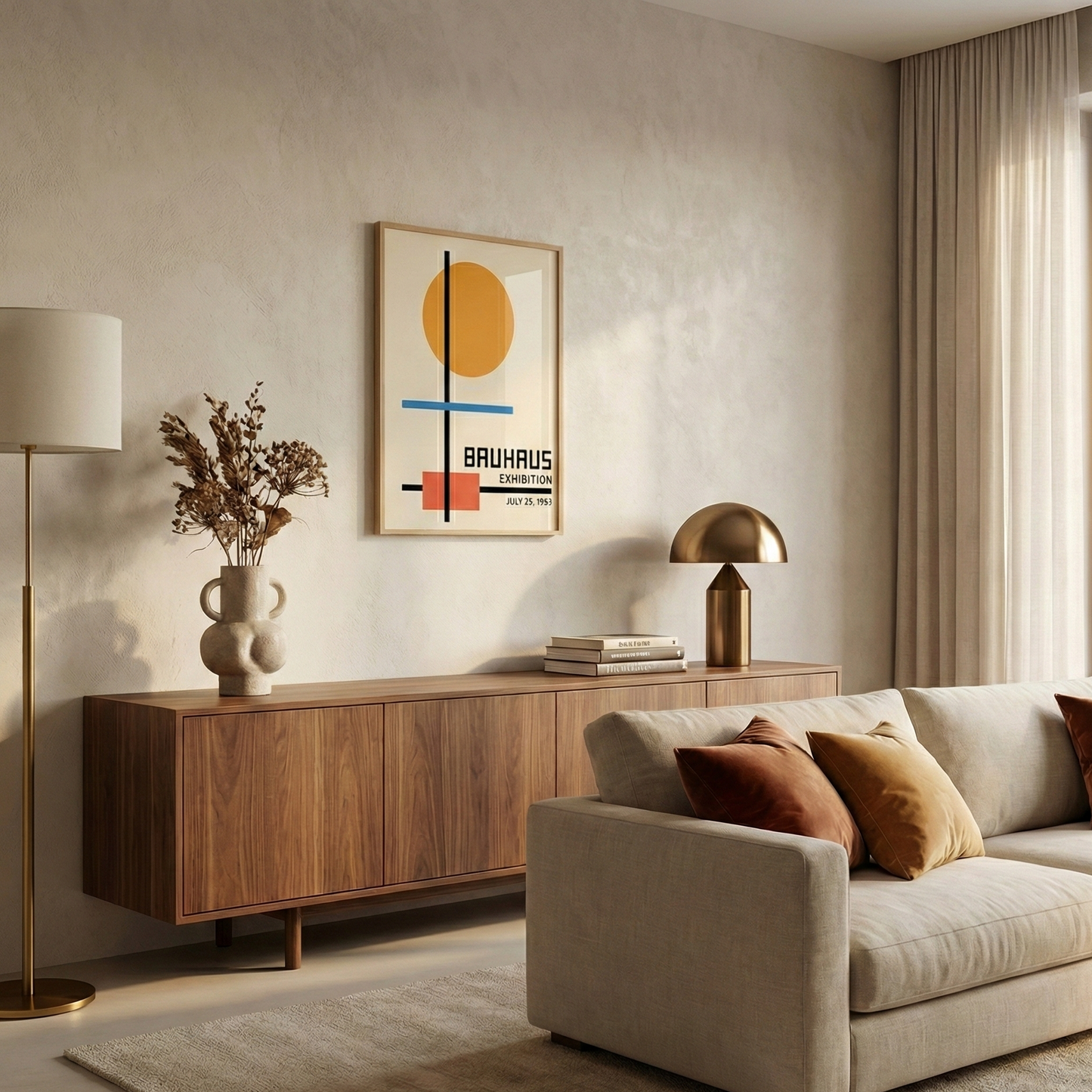 Tableau Bauhaus Équilibre Solaire – Affiche Géométrique Vintage
