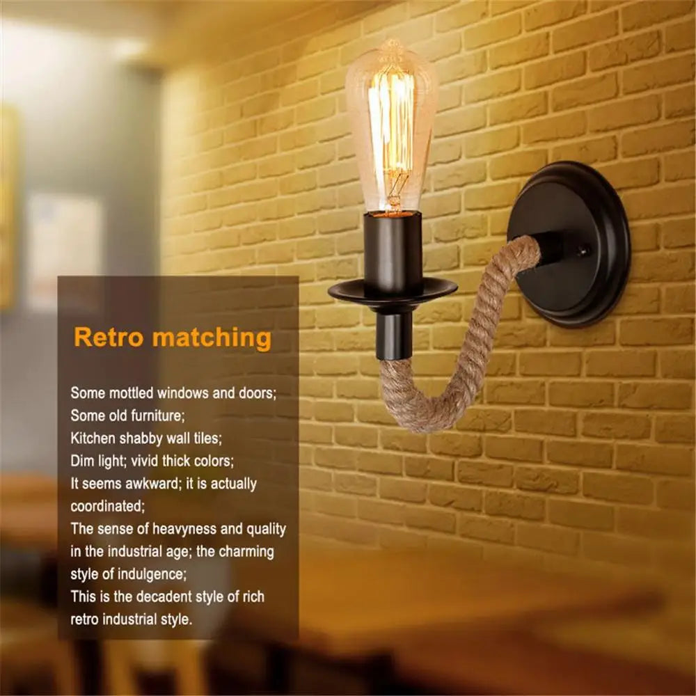 Lampe de chevet Murale Industrielle Corde