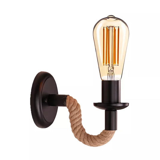 Industrial Wall Bedside Lamp Rope