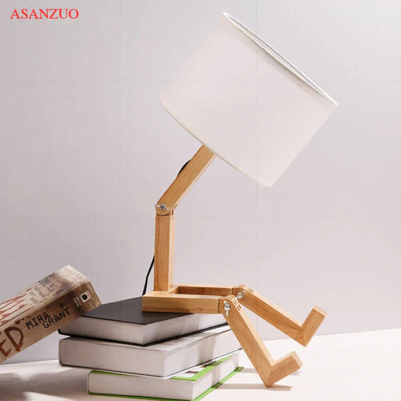 Lampe de chevet pliante en bois
