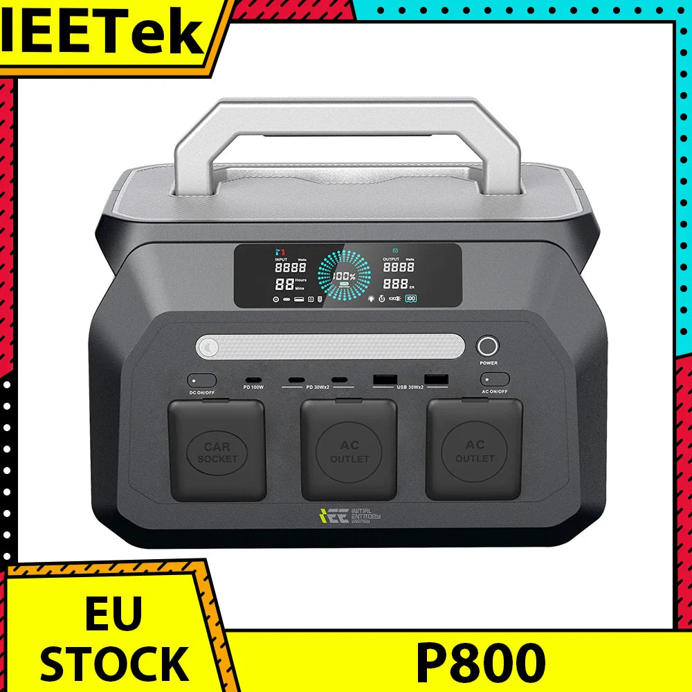 IEETek P800 – tragbare Powerstation 800W, reiner Sinus, LiFePO4 Akku 512Wh