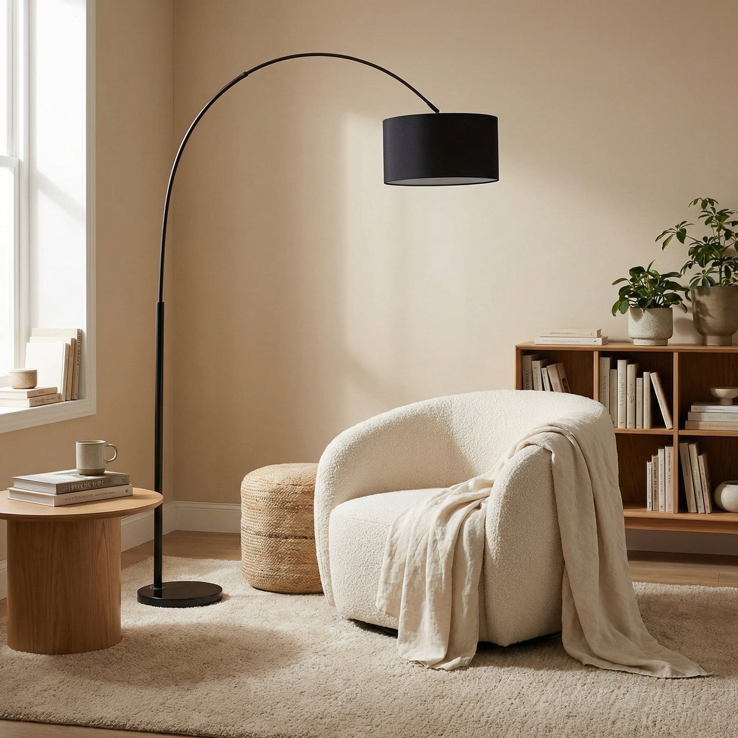 Lampadaire Arc avec Abat-Jour Cylindrique