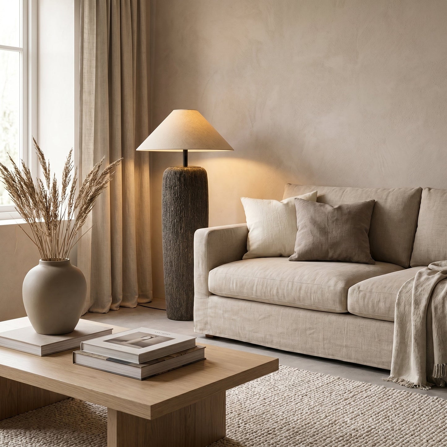 Lampadaire Bois Sculpté – Nature et Élégance