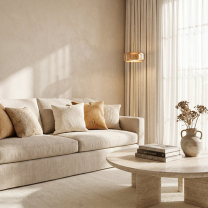Lampadaire en Métal Doré avec Diffuseur Verre Teinté – Ambroro