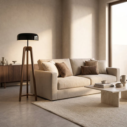 Lampadaire Tripode en Bois et Métal