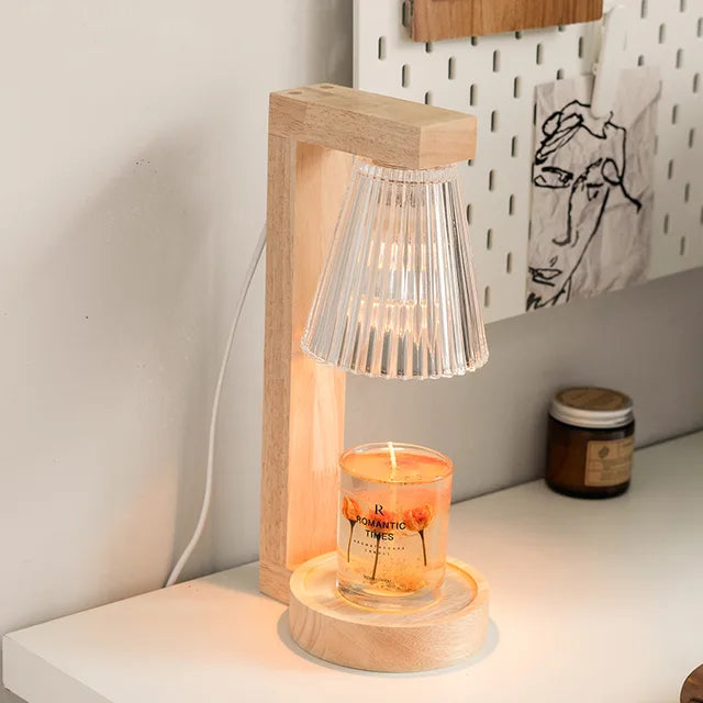 Lampe de Chevet design Chauffe-Bougie en Bois