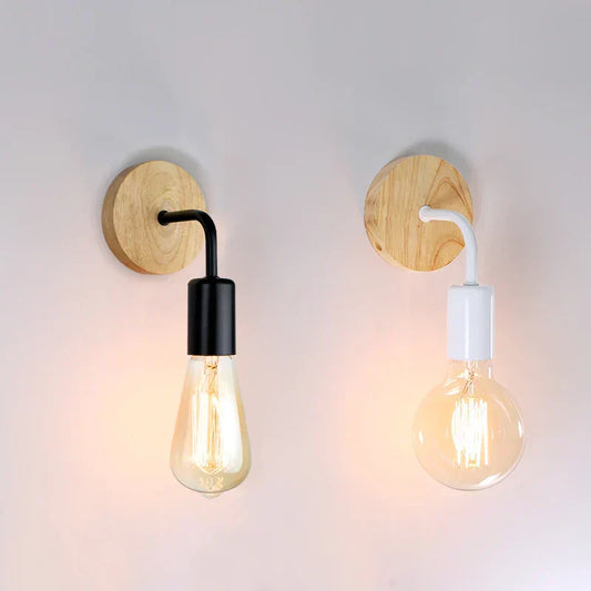 Wall Mounted Bedside Lamp Black / White Wood