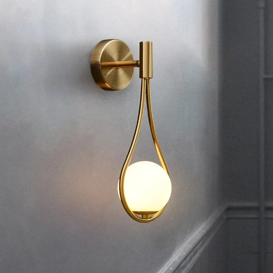 Wall-Mounted Gold Metal Ball Bedside Lamp