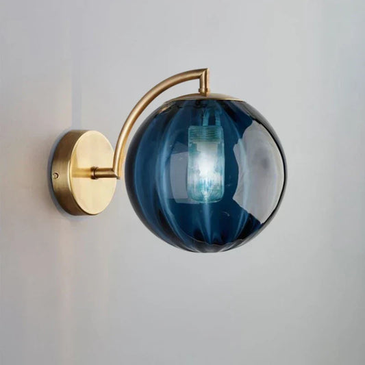 Applique murale de chevet design boule en verre fumé