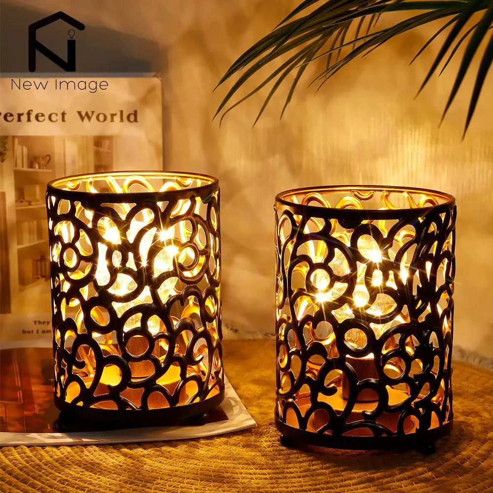 Lampe de chevet en métal à piles sans