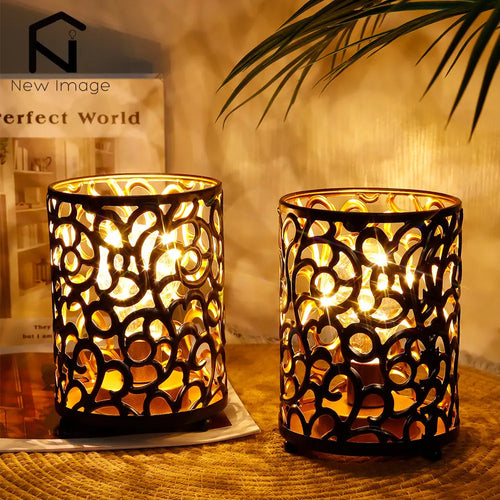 Lampe de chevet en métal à piles sans