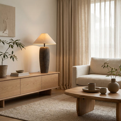 Lampadaire Bois Sculpté – Nature et Élégance