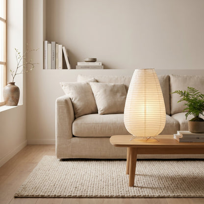 Paper Lantern Table Lamp Japandi - Minimalist Bedside Light