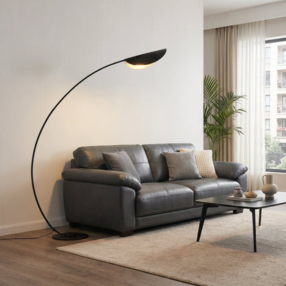 Black Minimalist Arc Floor Lamp - Modern Arched Standing Light