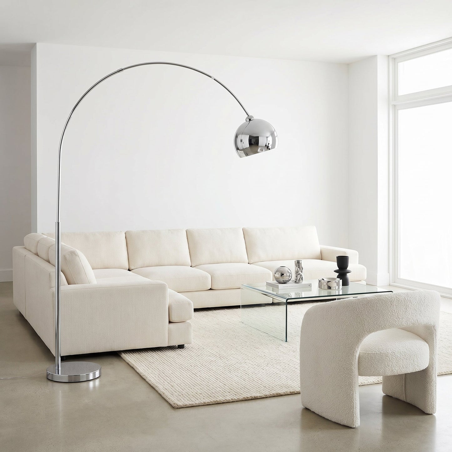 Lampadaire Arc en Métal Chromé - Chromiro