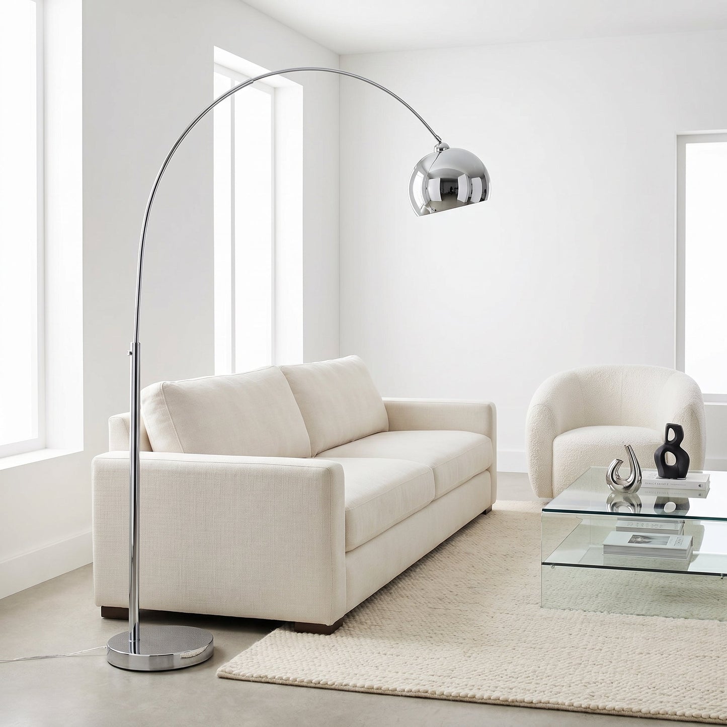 Lampadaire Arc en Métal Chromé - Chromiro