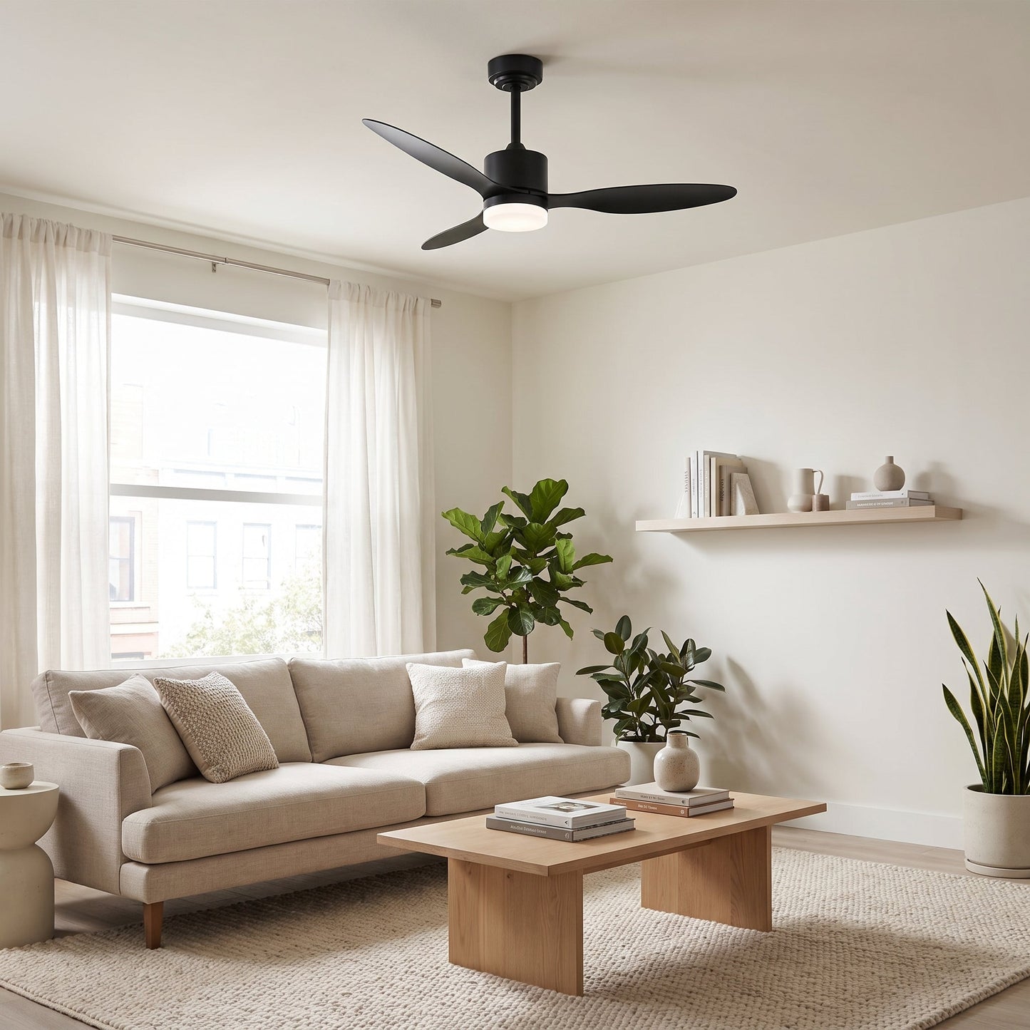 White LED Ceiling Fan - Modern Reversible Fan with Light