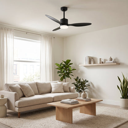 White LED Ceiling Fan - Modern Reversible Fan with Light