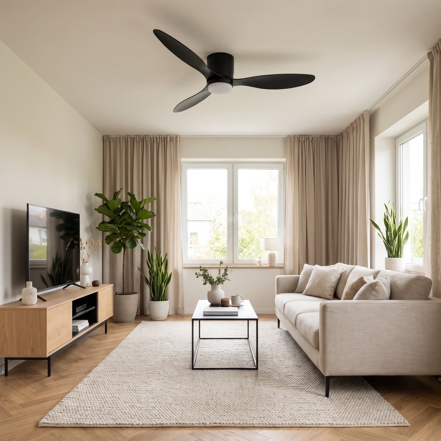 Silent LED Ceiling Fan - Reversible Modern Fan with Remote