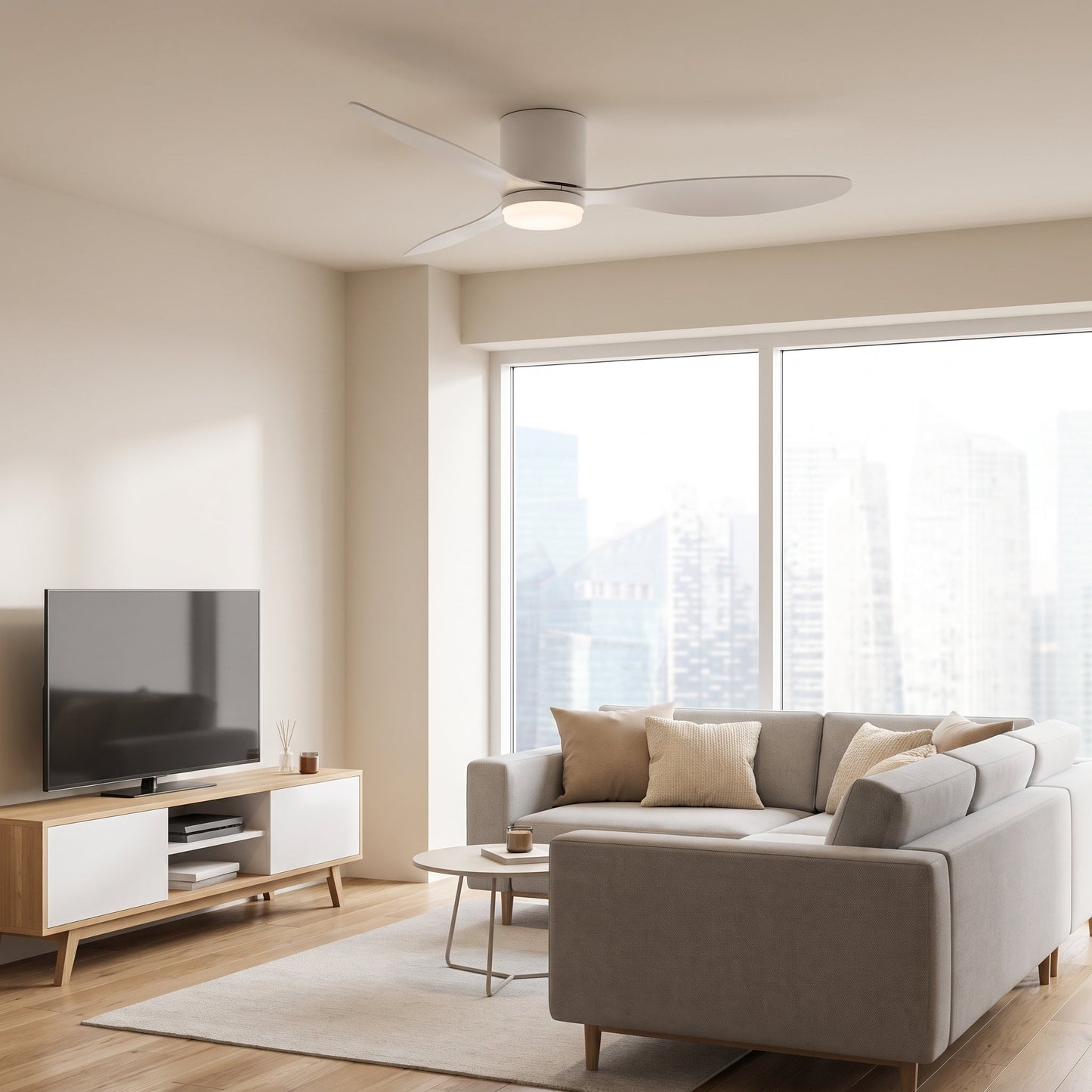 Silent LED Ceiling Fan - Reversible Modern Fan with Remote