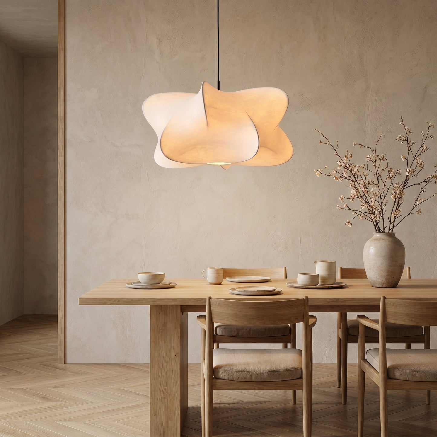 Silk Cloud Pendant Light Wabi-Sabi - Organic Hanging Lamp