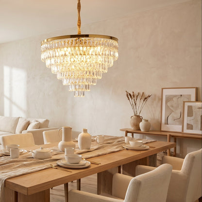 Crystal Cascade Chandelier Gold - Luxury Waterfall Pendant