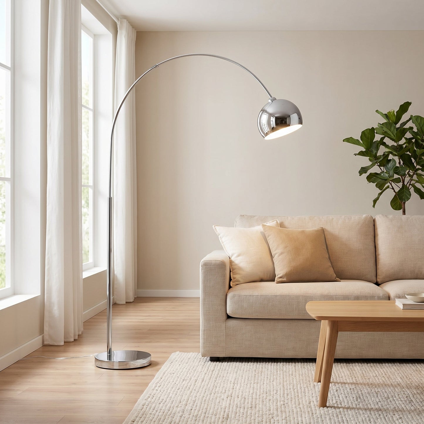 Lampadaire Arc en Métal Chromé - Chromiro