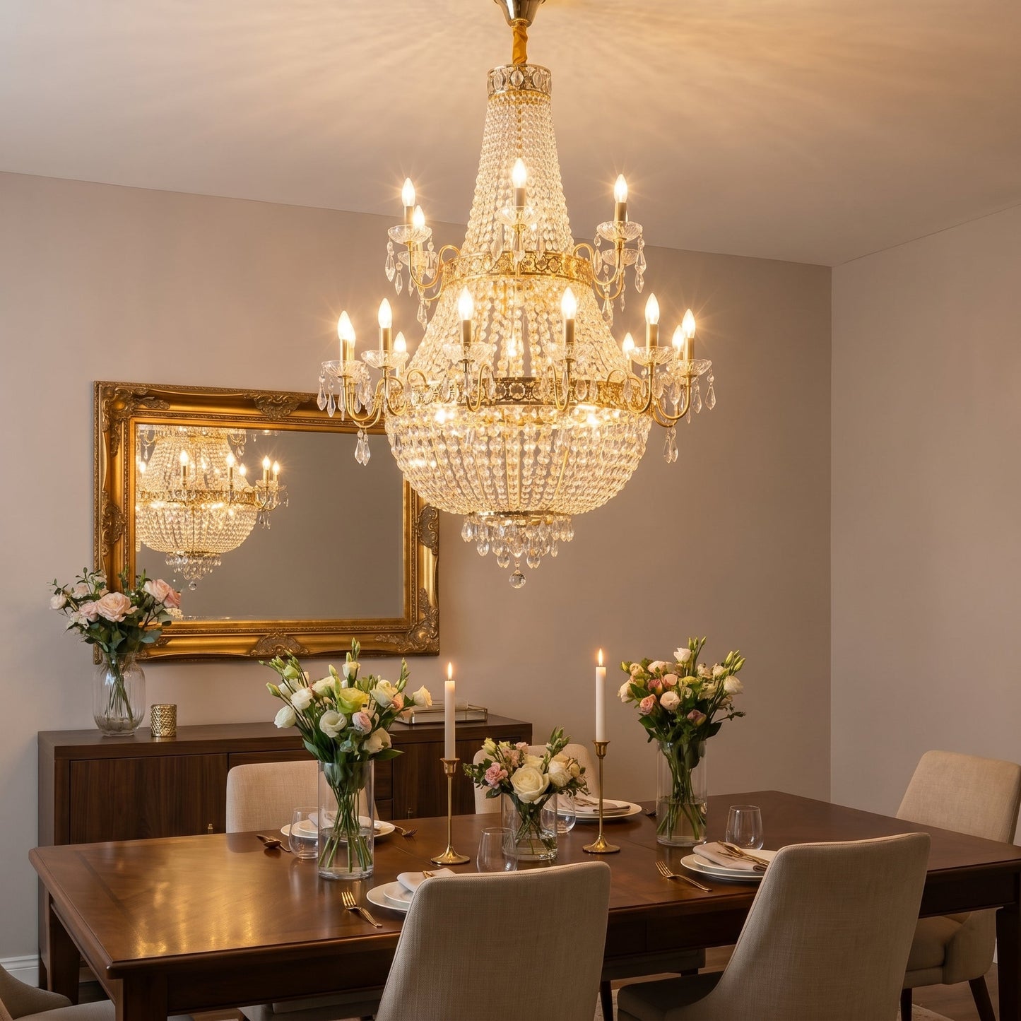 Classic Crystal Chandelier Gold - Elegant Traditional Pendant